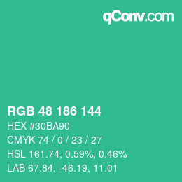 Color code: RGB 48 186 144 | qconv.com