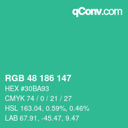 Color code: RGB 48 186 147 | qconv.com