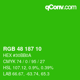Color code: RGB 48 187 10 | qconv.com