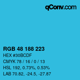 Farbcode: RGB 48 188 223 | qconv.com