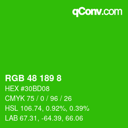 カラーコード: RGB 48 189 8 | qconv.com
