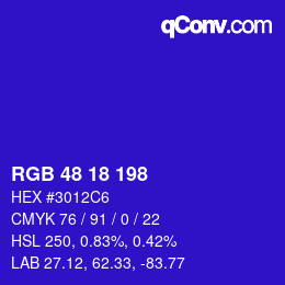 Color code: RGB 48 18 198 | qconv.com