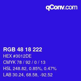Color code: RGB 48 18 222 | qconv.com
