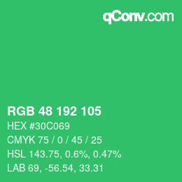 Color code: RGB 48 192 105 | qconv.com