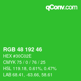 Color code: RGB 48 192 46 | qconv.com