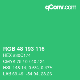 Color code: RGB 48 193 116 | qconv.com
