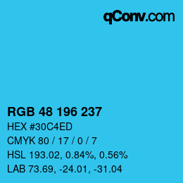 Color code: RGB 48 196 237 | qconv.com