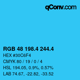 カラーコード: RGB 48 198.4 244.4 | qconv.com