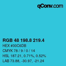 カラーコード: RGB 48 198.8 219.4 | qconv.com