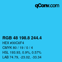 カラーコード: RGB 48 198.8 244.4 | qconv.com