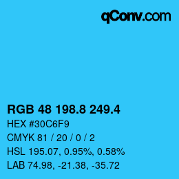カラーコード: RGB 48 198.8 249.4 | qconv.com