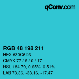 Color code: RGB 48 198 211 | qconv.com