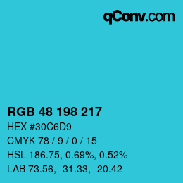 Color code: RGB 48 198 217 | qconv.com