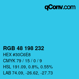 Color code: RGB 48 198 232 | qconv.com