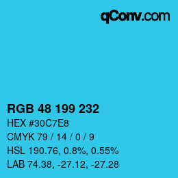 Color code: RGB 48 199 232 | qconv.com