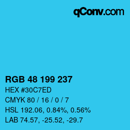 Color code: RGB 48 199 237 | qconv.com