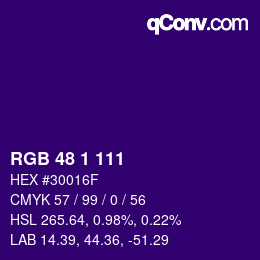 Color code: RGB 48 1 111 | qconv.com