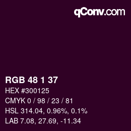 Color code: RGB 48 1 37 | qconv.com