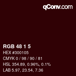 Color code: RGB 48 1 5 | qconv.com