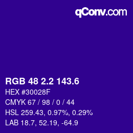 カラーコード: RGB 48 2.2 143.6 | qconv.com