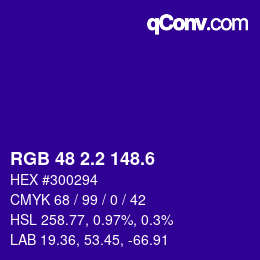 カラーコード: RGB 48 2.2 148.6 | qconv.com