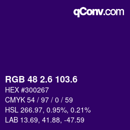 カラーコード: RGB 48 2.6 103.6 | qconv.com