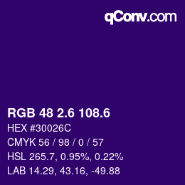カラーコード: RGB 48 2.6 108.6 | qconv.com