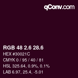 カラーコード: RGB 48 2.6 28.6 | qconv.com