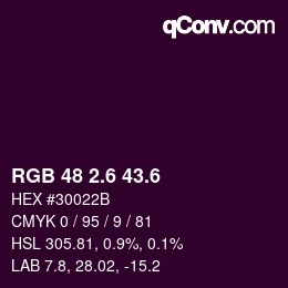 カラーコード: RGB 48 2.6 43.6 | qconv.com