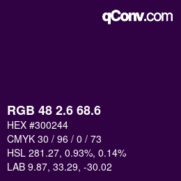 カラーコード: RGB 48 2.6 68.6 | qconv.com
