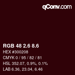 カラーコード: RGB 48 2.6 8.6 | qconv.com