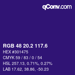 カラーコード: RGB 48 20.2 117.6 | qconv.com