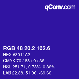 カラーコード: RGB 48 20.2 162.6 | qconv.com