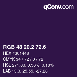 カラーコード: RGB 48 20.2 72.6 | qconv.com