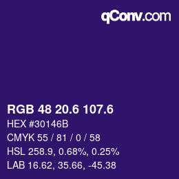 カラーコード: RGB 48 20.6 107.6 | qconv.com