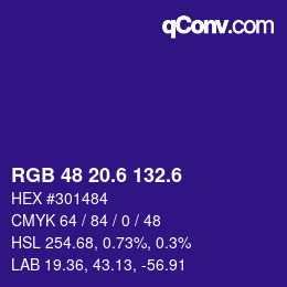 カラーコード: RGB 48 20.6 132.6 | qconv.com