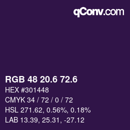 カラーコード: RGB 48 20.6 72.6 | qconv.com