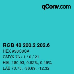 カラーコード: RGB 48 200.2 202.6 | qconv.com