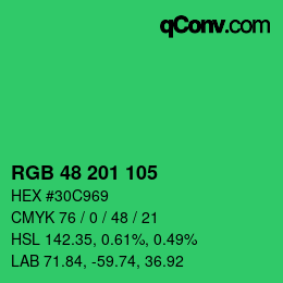 Color code: RGB 48 201 105 | qconv.com