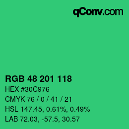 Color code: RGB 48 201 118 | qconv.com