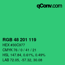 Color code: RGB 48 201 119 | qconv.com