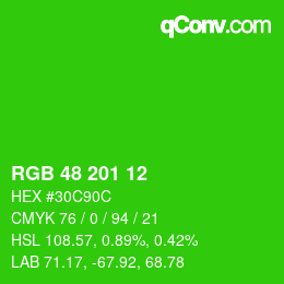 Color code: RGB 48 201 12 | qconv.com