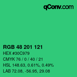 Color code: RGB 48 201 121 | qconv.com