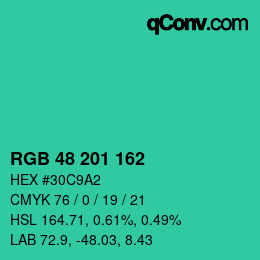 Farbcode: RGB 48 201 162 | qconv.com