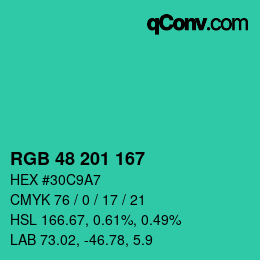 Color code: RGB 48 201 167 | qconv.com