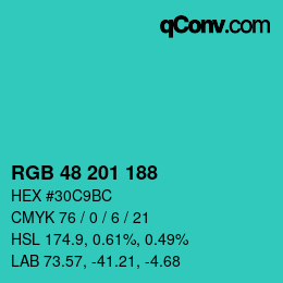 Color code: RGB 48 201 188 | qconv.com