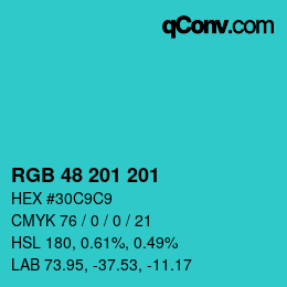 Color code: RGB 48 201 201 | qconv.com