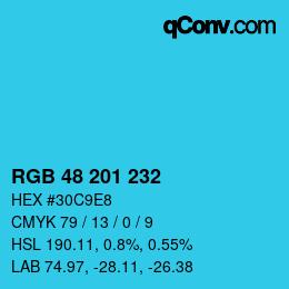 Color code: RGB 48 201 232 | qconv.com