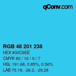 Color code: RGB 48 201 238 | qconv.com