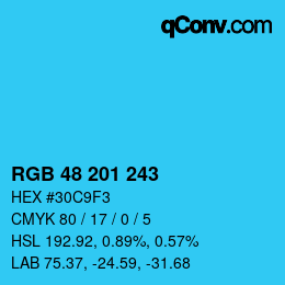 Color code: RGB 48 201 243 | qconv.com